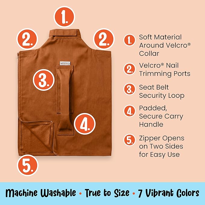 Cat-in-the-Bag Cozy Comfort Carrier - Large Caramel Cat Carrier Soft and Pet Carrier for Medication Administration, Nail Clipping, Travel, Vet Visits, and Dental Care