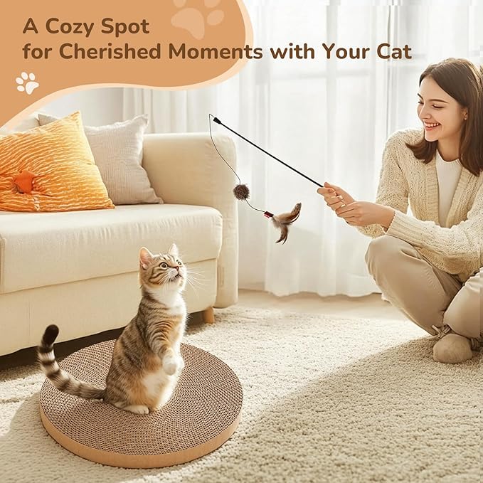 4pcs Cat Scratch Pad, Cat Scratcher Cardboard & Cat Scratching Pads - Round Cat Scratcher Refill, 10 Inch Diameter 7/8 Inch Thick cat scratchers for Indoor Cats