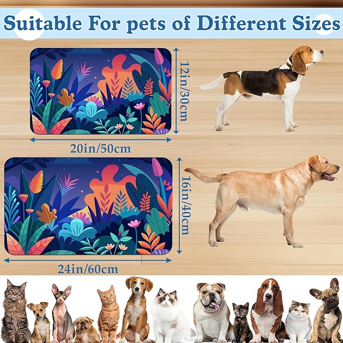 Boho Starry Forest Dog Food Mat–Absorbent Quick Dry Feeding Placemat for Food and Water Bowls, Non Slip Rubber Backing, Waterproof Pet Supplies for Mess-Free Eating 16"x24"