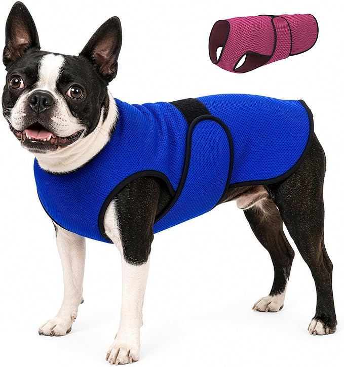 Dog Cooling Vest – Lightweight Evaporative Shirt with UV Protection for Small, Medium, and Large Dogs – Breathable Soft Fabric for Hot Weather (XS, Dark Blue)