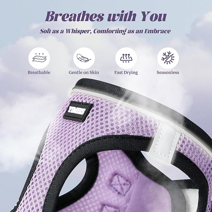 YIMEIS Dog Harness and Leash Set, No Pull Soft Mesh Pet Harness, Reflective Adjustable Puppy Vest for Small Medium Large Dogs, Cats (Taro Purple, Medium (Pack of 1)