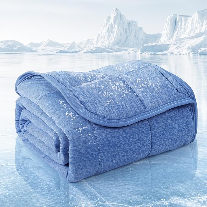 PICK FOR LIFE Cooling Blanket for Dogs, 0.4 Q-MAX Pets Cooling Comforter Throw for Bed Cover, Summer Blanket for Large Dogs Washable, Soft Lightweight Cold Mats for Pet Hot Weathe, 48"×62"/Deep Blue