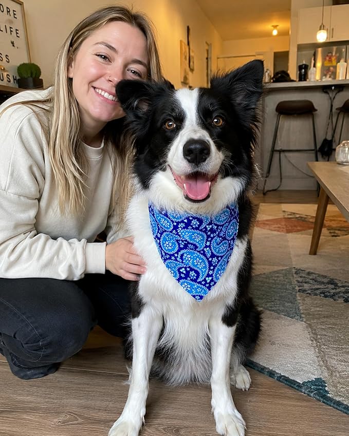 PET SHOW 50 Pack Big Paisley Dog Bandanas Bulk XL Dog Scarves Floral Bibs Kerchief Set for Medium Large Dogs Girl Boy Pet Holiday Party Grooming Accessories