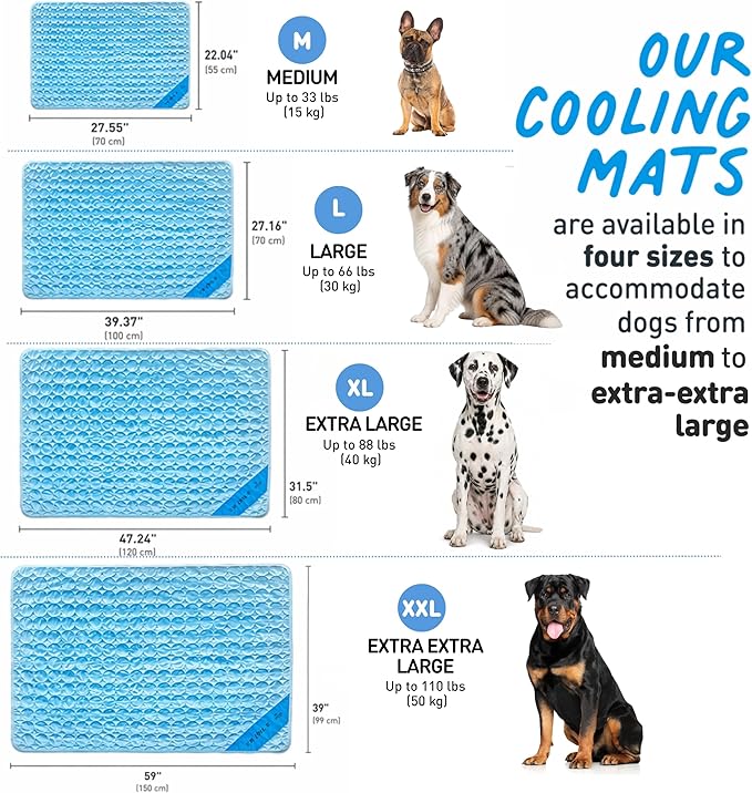 INSPECTOR TAIL Dog Cooling Mat - No Freeze Needed, Self-Cooling Pad for Giant Dogs, Washable Portable for Crate Kennel Car Sofa Bed Floor, Indoor Outdoor Summer Use, 59"x39" with Carry Bag
