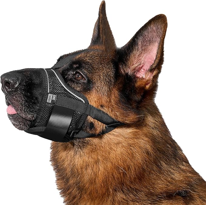 OneTigris Large Dog Muzzle, Soft Mesh Muzzles for Small Medium Large Dogs Chihuahua Poodle Husky Labrador Retriever, Breathable Dog Mouth Guard for Biting Chewing Grooming, Allow Panting Drinking(XXL)