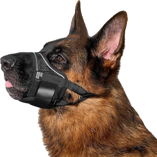 OneTigris Large Dog Muzzle, Soft Mesh Muzzles for Small Medium Large Dogs Chihuahua Poodle Husky Labrador Retriever, Breathable Dog Mouth Guard for Biting Chewing Grooming, Allow Panting Drinking(XXL)