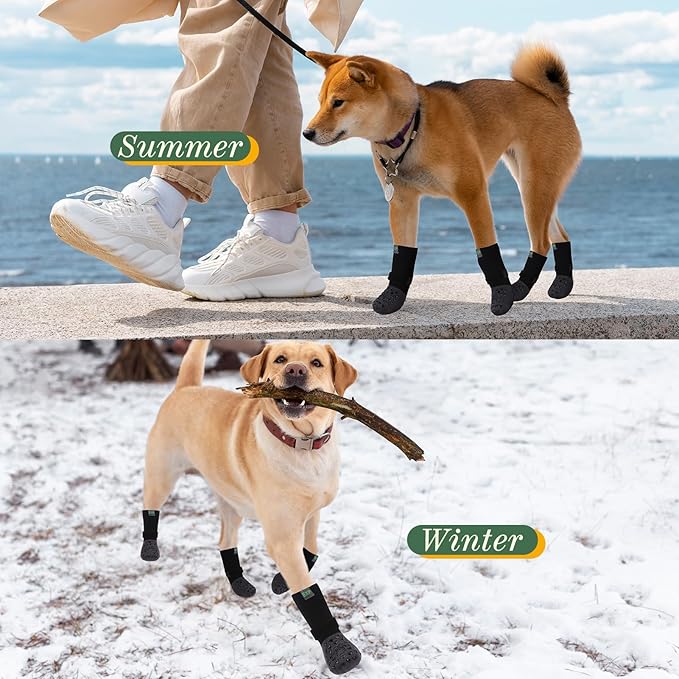 EXPAWLORER Anti Slip Dog Socks to Prevent Licking Paws - Dog Shoes for Hot Pavement, Pet Boots & Paw Protectors, Booties for Hardwood Floors, Small Medium Large Senior Dogs