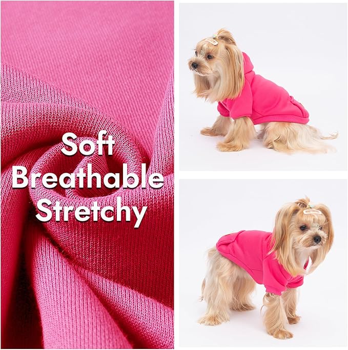 2 Pack Dog Hoodie Warm Hood Dog Sweater Cold Weather Small Dogs Sweatshirt Comfort Pet Clothes for Small Medium Dogs with Pockets