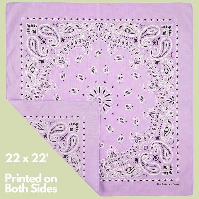 The Peacock Crew Premium Soft Cotton Bandanas Pack for Men and Women Paisley 22 x 22 inches