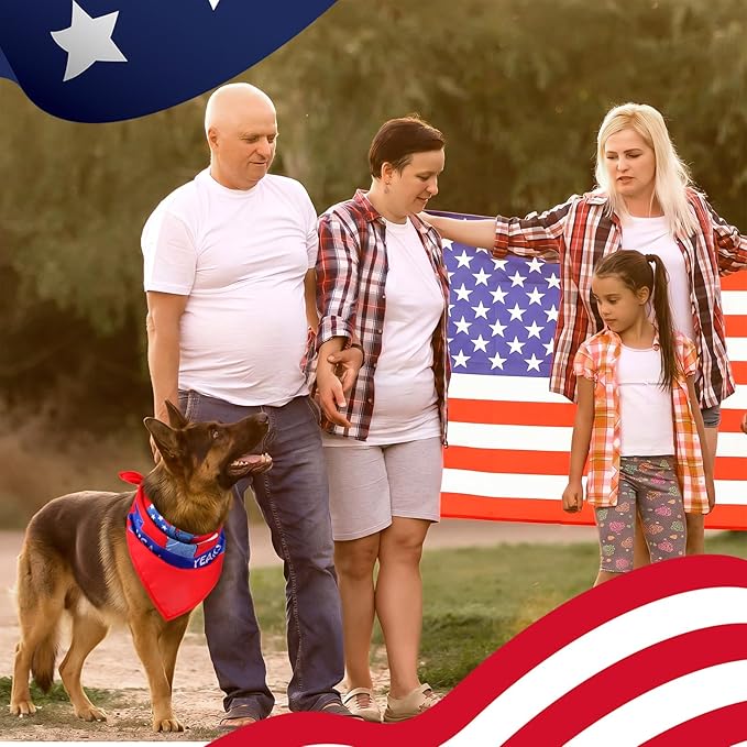 Huhumy 50 Pcs 4th of July Dog Bandanas 250th Anniversary Pet Bandanas Bulk Independence Day Triangle Pet Bibs Scarf for Medium Large Dog 4th of July 250th Festival Costume