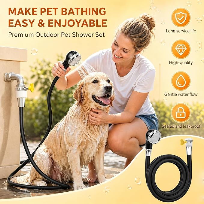 Windspeed 6.5Ft Slip On Tub Hose for Dogs Bathtub Faucet Attachment for Dog Washing Hose Tub Attachment for Pet Puppy Cat Washing Cleaning, Suitable for 0.6-0.9 inch Faucets