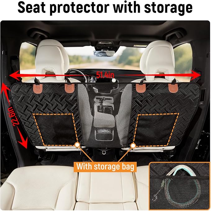 Dog Car Barrier,Dog Net for Car Divider,Pet Barrier with Mesh Organizer,Universal for Car,SUV,Truck