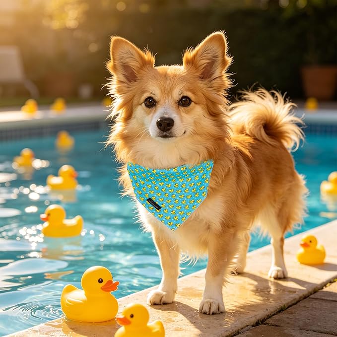 ARING PET Summer Dog Bandanas, Cute Mint Green Yellow Duck Pet Bandana Scarf Triangle Bib for Small Medium Large Boy Girl Dogs Cats, Puppy Kerchief for Daily Wear Walks Party Photos-L