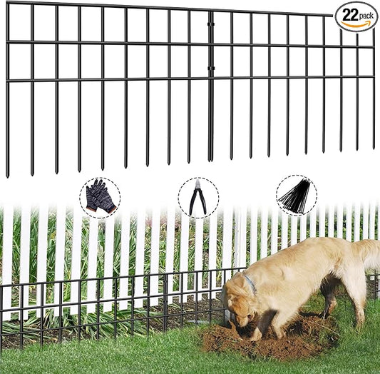 31ft(L) x 13in(H) Animal Barrier Fence, 22 Panels No Dig Garden Fence for Dog Rabbit, Rustproof Anti Digging Barrier, Garden Edging Border Ground Defense for Outdoor, Yard, Patio