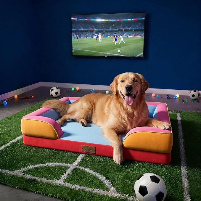Comfort Expression Orthopedic Dog Bed for Extra Large Dogs 42x30 Inch, Waterproof Egg Crate Foam XL Pet Bed with Bolsters, Dog Couch with Washable Cover & Non-Slip Bottom, Miami