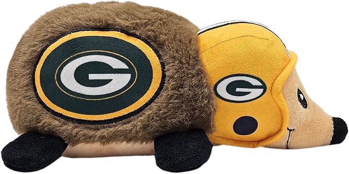 NFL Green Bay Packers Plush Hedgehog Toy for Dogs & Cats, Cool Soft Pet Toy for Fun and Interactive Play, Dog Chew Toy with Squeaker, Licensed Hot Pet Toy