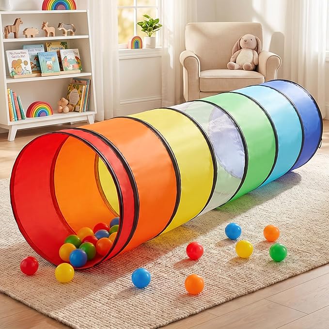 Kids Play Tunnel Tent for Toddlers, Colorful Pop Up Crawl Tunnel Toy for Baby or Pet with Breathable Mesh, Collapsible Gift for Boy and Girl Play Tunnel Indoor and Outdoor Game