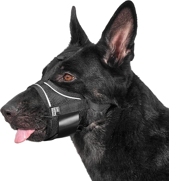 OneTigris Dog Muzzle,Soft Nylon Muzzle Anti Biting Barking Chewing,Air Mesh Breathable Drinkable Adjustable Loop Pets Muzzle for Small Medium Large Dogs(XL)