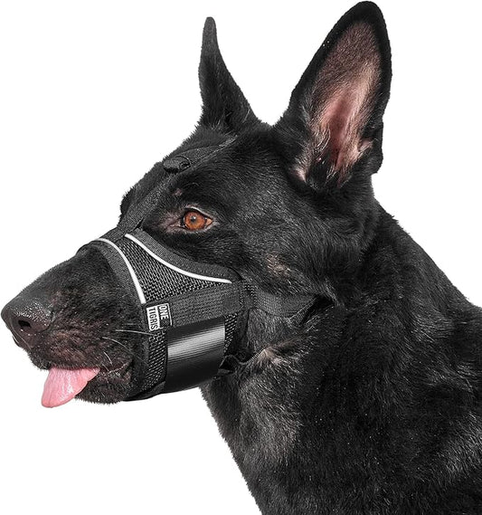 OneTigris Dog Muzzle,Soft Nylon Muzzle Anti Biting Barking Chewing,Air Mesh Breathable Drinkable Adjustable Loop Pets Muzzle for Small Medium Large Dogs(XL)