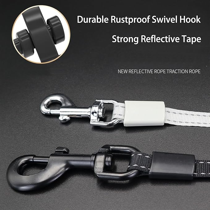 Retractable Dog Leash, Strong Reflective Nylon Tape Lead 16 ft Dog Walking Leash, up to 66lbs, Anti-Slip Rubberized Handle, 360° Tangle-Free, One-Handed Brake (White-Purple, Medium)