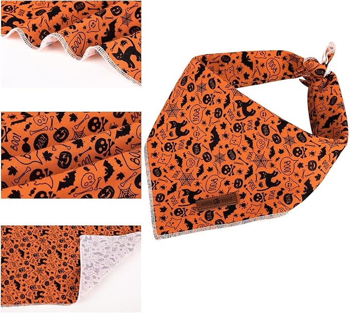 Lionet Paws Halloween Dog Bandana,Fabric Black Bat Dogs Kerchief for Small Medium Dogs,Dog Cotton Triangle Bibs Scarf for Girl Boy