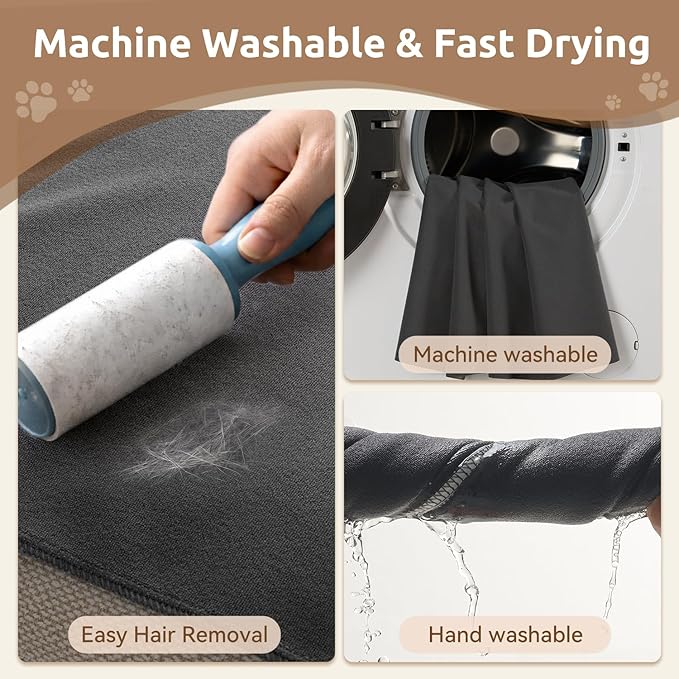 MontVoo Washable Dog Bed Cover, Absorbent Quick Dry Pet Bed Sheet, Easy Hair Removal Couch Cover for Dog/Cat, 32x45 Inches, Waterproof PU Backing Dog Bed Mat for Car Seat, Crate, Cover Only, Darkgrey