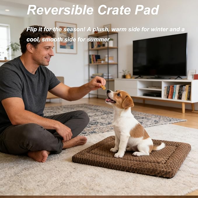 Dog Bed Mat - Durable & Cute Crate Dog Beds for Small Dogs & Cats, Comfortable Kennel Pad for Home, Crate & Travel