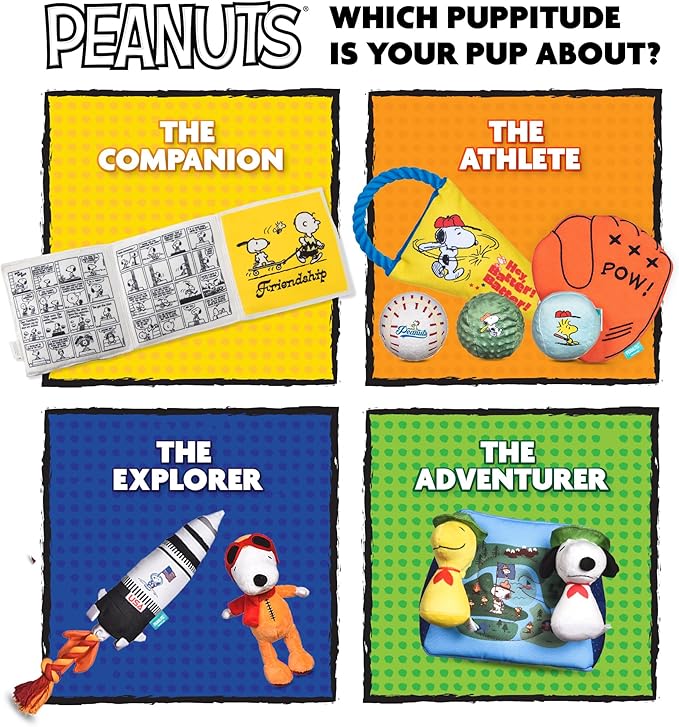 Peanuts for Pets Interactive Crinkle Friendship Comic Book Toy with Squeakers and Treat Pockets for Mental Stimulation, Snuffle Mat Dog Toy, 6x6” to 18”
