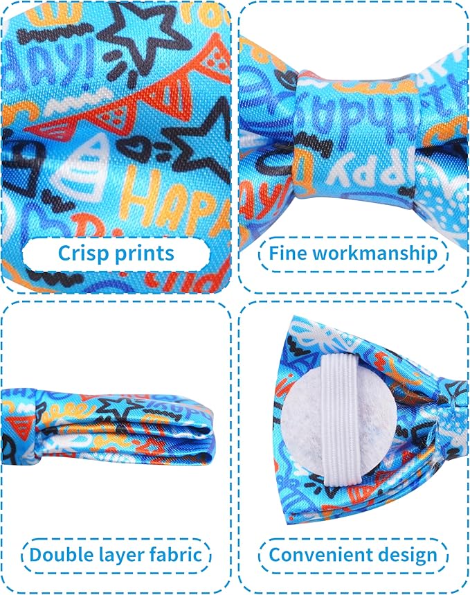 PET SHOW 10 Pack Happy Birthday Small Dog Bow Ties Sliding Collar Attachment Puppies Cats Pet Bowties for Party Balloon Cake Bowknots Collar Charms Grooming Accessories