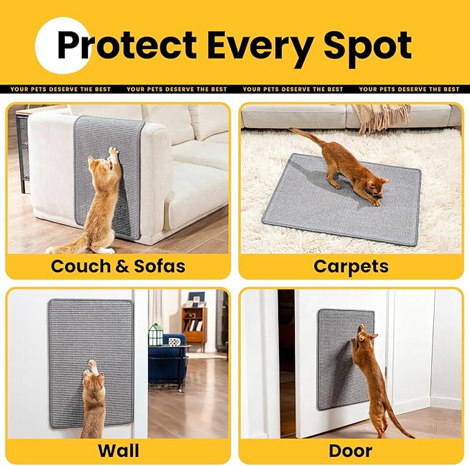 Conlun Extra Large Cat Scratcher Mat (27.5" x 35.4"), Natural Sisal Cat Scratching Pad for Indoor Cats, Mess-Free Cat Scratch Rug & Cardboard Alternative, Couch & Furniture Protector