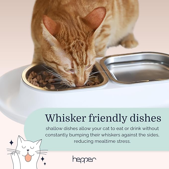 Hepper 360 Cat Feeder, Stainless Steel, Anti-Chew Material, Dishwasher Safe, 2-Pack