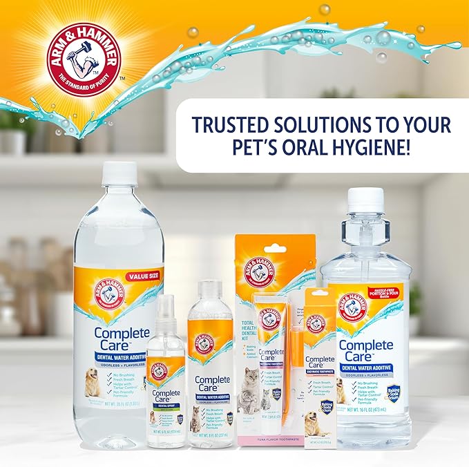 Arm & Hammer Complete Care Dog Dental Kit Enzymatic Toothpaste 2.5 OZ Chicken Flavor Toothbrush Finger Brush Tartar Baking Soda Formula