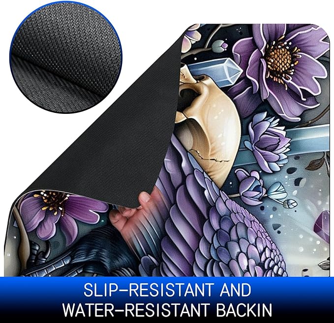 Dog Food Mat, 15.7" x 23.6" Absorbent Pet Feeding Mat for Food and Water, Waterproof Diatom Mud Pet Placemat with Non-Slip Rubber Backing, Cat Bowl Mat for Floors - Purple Flower Eagle