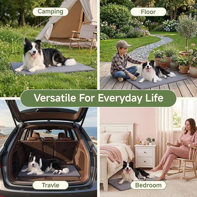 Outdoor XL Dog Crate Pad, Reversible Waterproof Crate Mat Bed, Wipeable Kennel Mat Pet Sleeping for Medium Large Dogs, Waterproof, Wipeable, Anti-Slip, Kennel Pad 41 x 27 Inch, Dark Gray