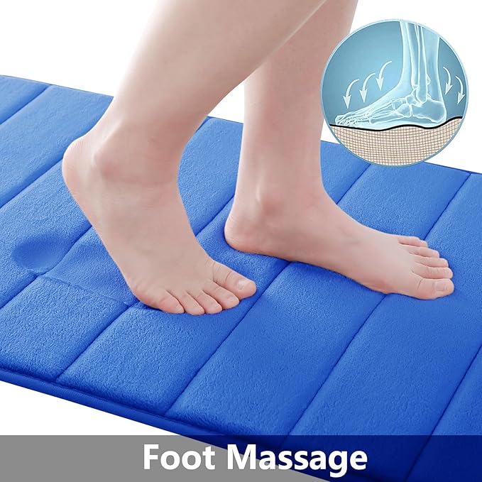 Buganda Memory Foam Bath Mat, 44" x 24", Ultra Soft and Non-Slip Bathroom Rugs, Water Absorbent and Machine Washable Bath Rug Runner for Bathroom, Shower, and Tub, Royal Blue