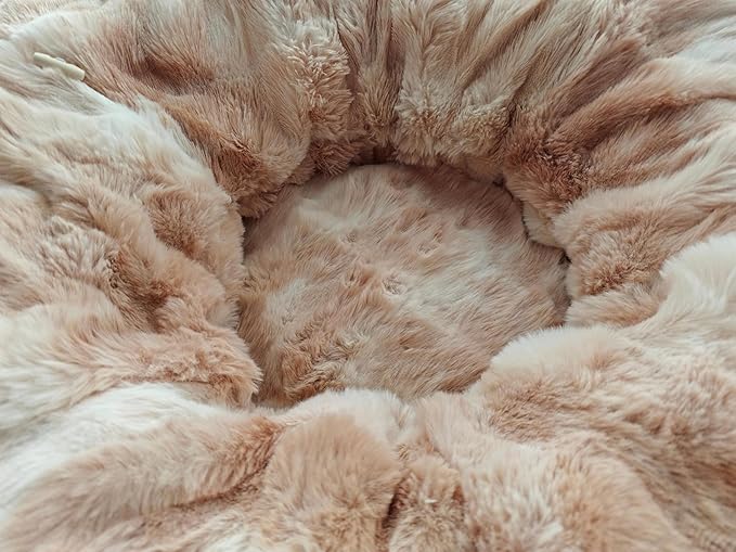 2 in 1 Luxury Plush cat Tunnel with cat Bed for Small Medium Large Cats,Multifunctional Cat Toys.(Brown+White)