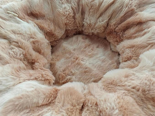 2 in 1 Luxury Plush cat Tunnel with cat Bed for Small Medium Large Cats,Multifunctional Cat Toys.(Brown+White)