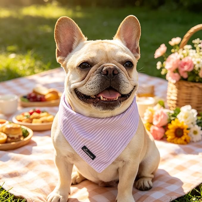 ARING PET Summer Dog Bandana-Cute Lavender Dog Bandanas, Comfortable Pet Scarf Dogs Triangle Bibs for Small to Large Girl Dogs and Cats