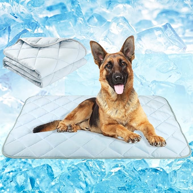 Dog Cooling Mat, Pet Washable Non-Toxic Summer Dogs Cats Cooling Pads Sleeping Kennel Mats Cool Ice Blanket for Indoor & Outdoor Dog Beach Essentials Gray Small
