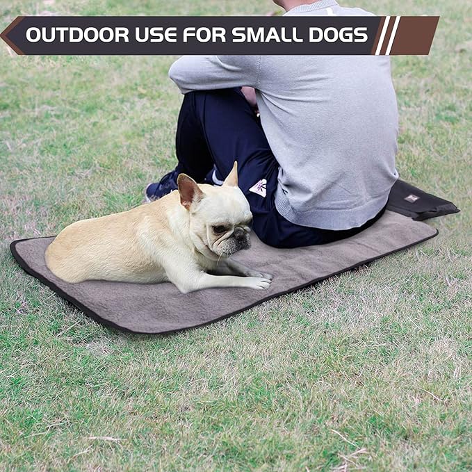 ROZKITCH Outdoor Pet Dog Pad 39"x28" Portable Reversible Waterproof Sleeping Mat - Reusable Machine Washable Easy to Clean & Carry for Camping Travel - Sherpa for Small Medium Large Dogs Black