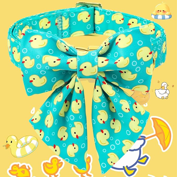 Duck Dog Collar for Boy Dogs, Spring Summer Boy Dog Collar with Sailor Bowtie- Adjustable Sailor Bow Large Dog Collars for Male Dogs XL