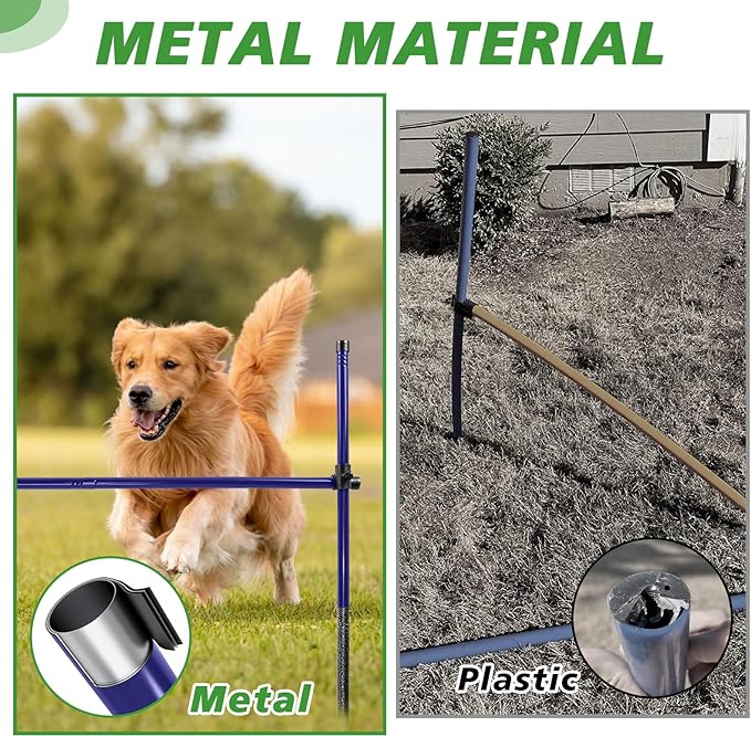 Dog Agility Course Backyard Set, Metal Dog Agility Training Equipment Adjustable Height Obstacle Course for Dog Hurdles Jumps (3 Pack)