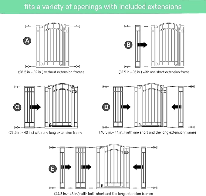 Ingenuity Multi-Use Decorative Extra Tall Walk-Thru Baby Gate, Fits Openings 28.5-48 Inch (Pack of 1), Black Metal, for Doorways and Stairways, 36' Tall Baby and Pet Gate, Black, One Size