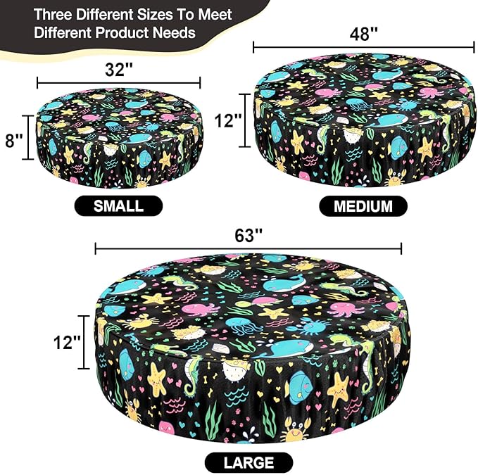 Foldable Round Dog Swimming Pool Cover, for 32 "/63“/48” Collapsible Outdoor Tub, PVC Coating Waterproof and UV Protection, Leakproof Washable Kiddie Pet Small Paddling Bath Accessories
