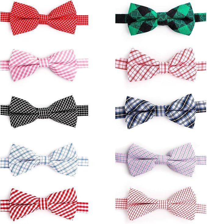 Segarty Dog Bow Tie Plaid, Bowties for Dogs, Adjustable Dog Bow Collar, Pet Grooming Bows for Dogs Cats Boy and Girl Small Medium Large Dogs Wedding Thanksgiving Christmas Costumes Neck Bow Attachment