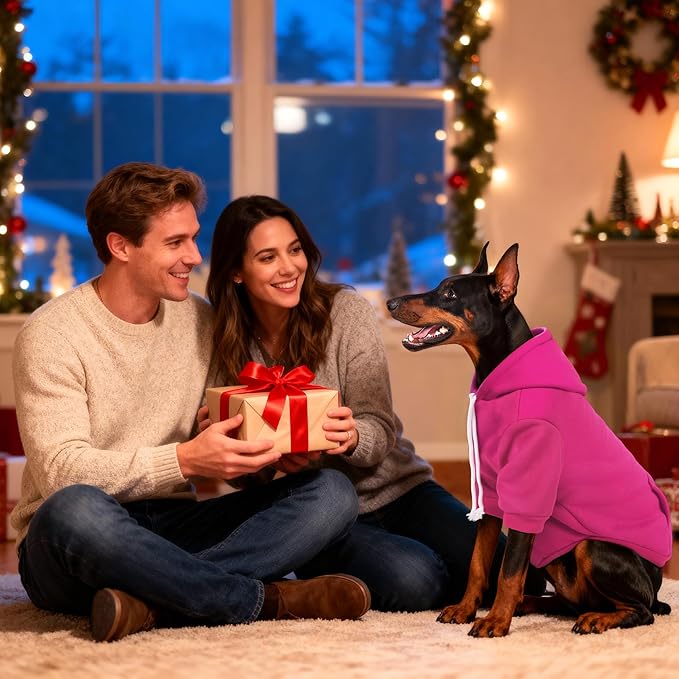 Dog Basic Hoodie Soft Dog Clothes Cold Weather Sweaters for Medium Large Dogs Cozy Fabric Warm Sweatshirt with Leash Hole for Boys (Rose Pink, X-Small (2-5 lbs))