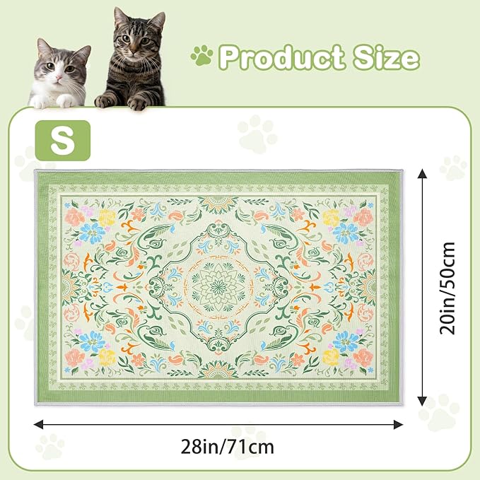 Washable Cat Litter Mat 28"x20" with Non-slip Bottom Waterproof Litter Box Mat Easy to Clean Litter Trapping Mat for Kitty