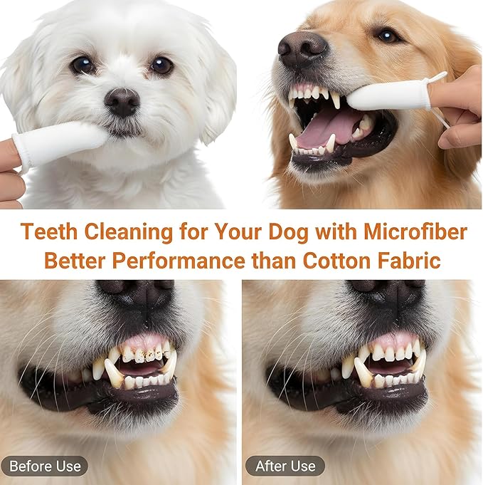 10Pcs Microfiber Soft Dog Tooth Brushing Kit Dog Finger Toothbrush Pet Dental Finger Brush Dogs Cat Teeth Cleaning & Care, Remove Plaque and Tartar