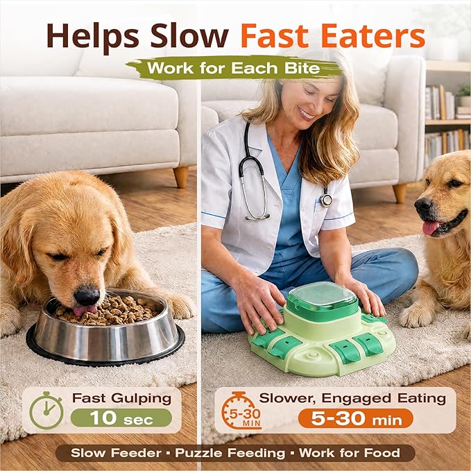 KADTC Dog Puzzle Toy, 2 Levels of Challenge, Push-to-Release Treat Dispenser, Slow Feeder & Mental Stimulation Enrichment Toy for Small Medium Large Dogs