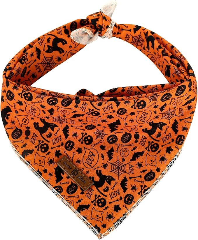 Lionet Paws Halloween Dog Bandana,Fabric Black Bat Dogs Kerchief for Medium Large Dogs,Dog Cotton Triangle Bibs Scarf for Girl Boy